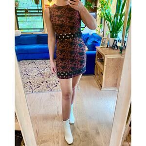 Topshop orange and black floral sleeveless dress